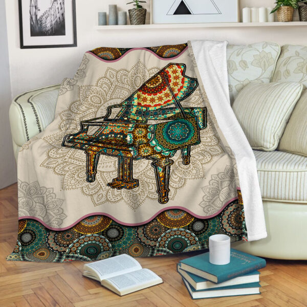Piano Vintage Mandala New Version Music Bed Blankets – Fleece Throw Blanket – Best Weighted Blanket For Adults