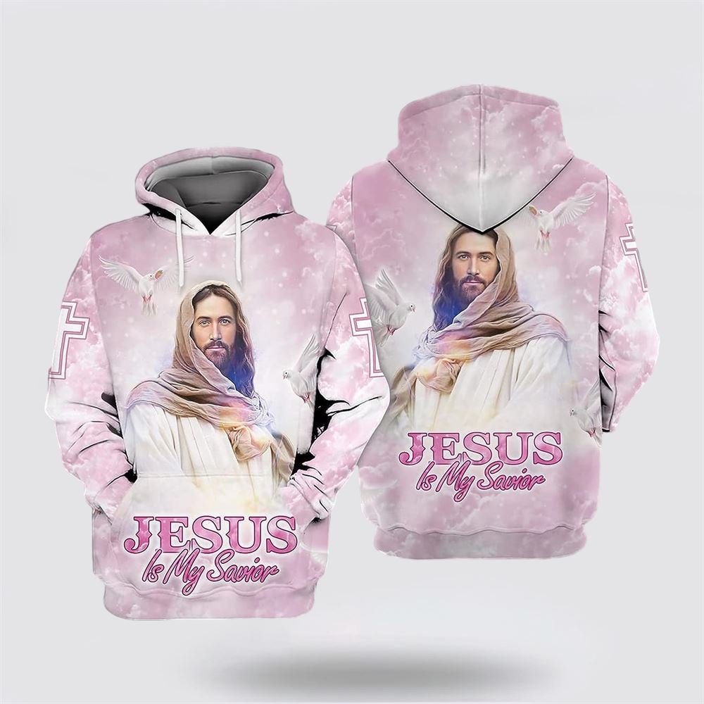 Pink Jesus Is My Savior All Over Print Hoodie Shirt – Gifts For Christian Families Pink Jesus Is My Savior All Over Print Hoodie Shirt – Gifts For Christian Families