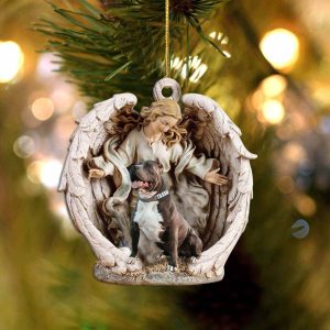Pitbull-Angel Hug Winter Love Two Sided Christmas…