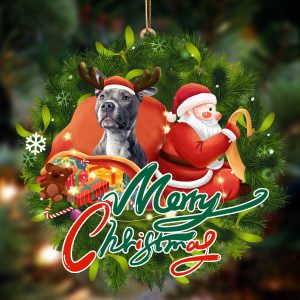 Pitbull Dog-Santa & Dog Hanging Christmas Plastic…