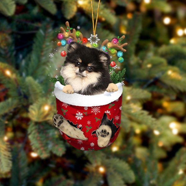 Pomeranian In Snow Pocket Christmas Ornament – Ornaments Hanging Gift – Flat Acrylic Dog Ornament