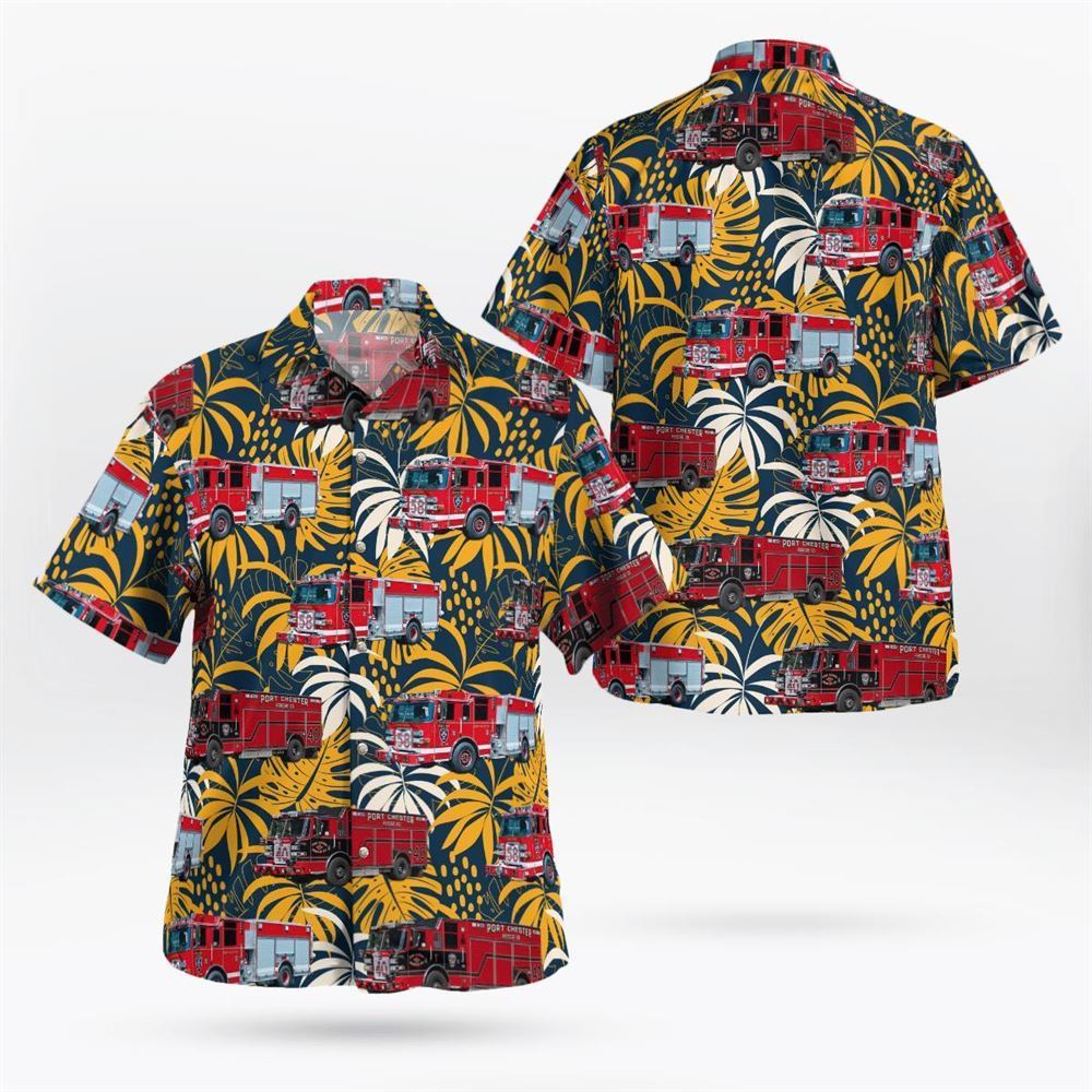 Port Chester, Westchester County, New York, Port Chester Fire Department Hawaiian Shirt – Gifts For Firefighters In Port Chester, NY Port Chester, Westchester County, New York, Port Chester Fire Department Hawaiian Shirt – Gifts For Firefighters In Port Chester, NY