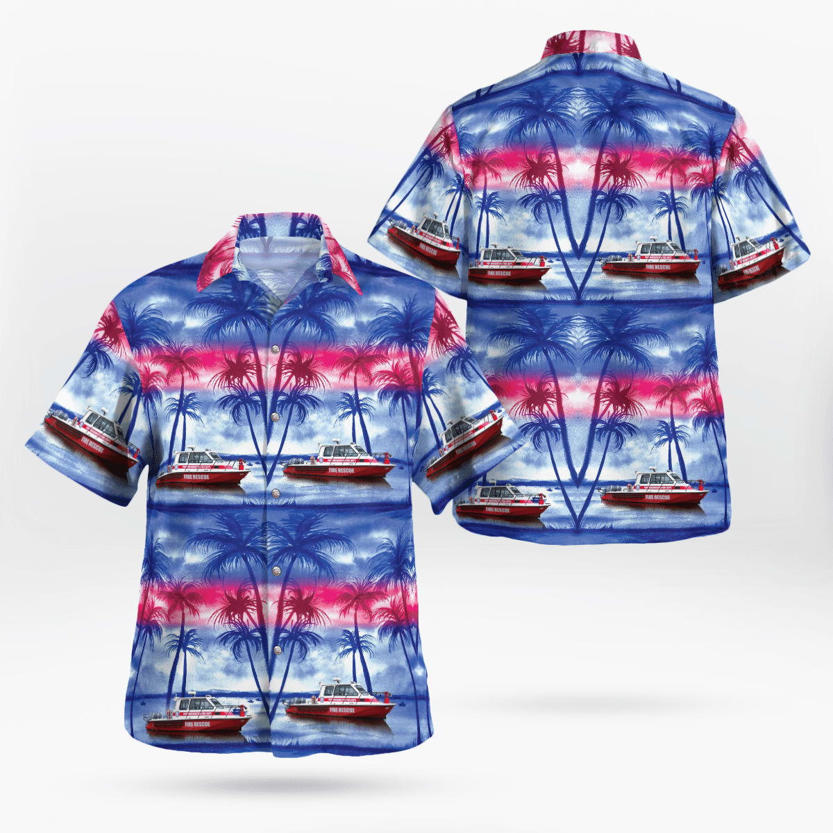 Port Washington Fire Department, Port Washington, NY, Port Washington Fire Department Hawaiian Shirt – Gifts For Firefighters In NY