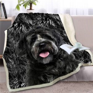 Portuguese Water Dog Face Fleece Throw Blanket…