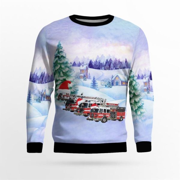 Princeton Junction, NJ, Princeton Junction Fire Company West Windsor Christmas Ugly Sweater 3D – Gifts For Firefighters In Princeton Junction, NJ