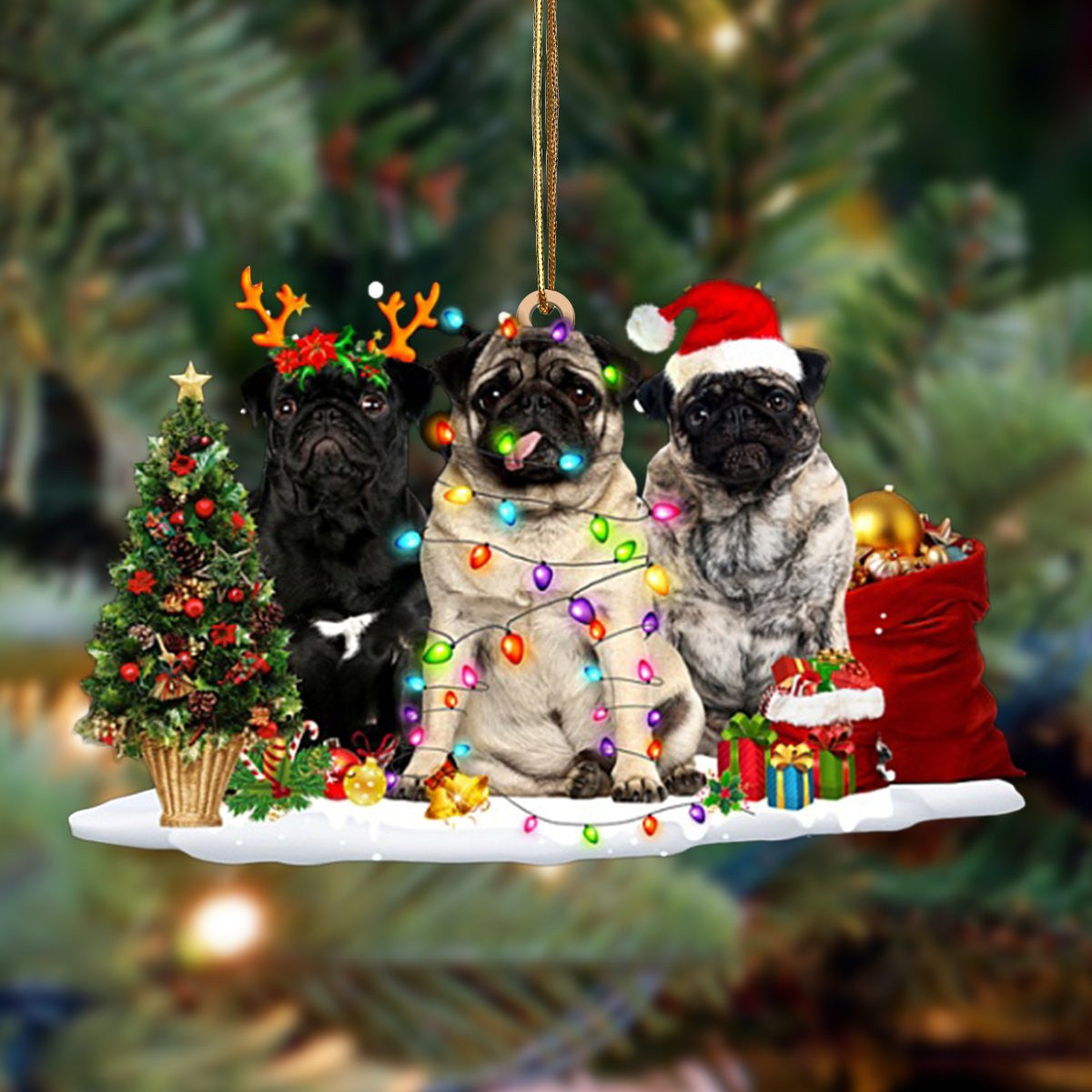 Pug Christmas Dog Friends Hanging Christmas Plastic Hanging Ornament – Christmas Decor Pug Christmas Dog Friends Hanging Christmas Plastic Hanging Ornament – Christmas Decor