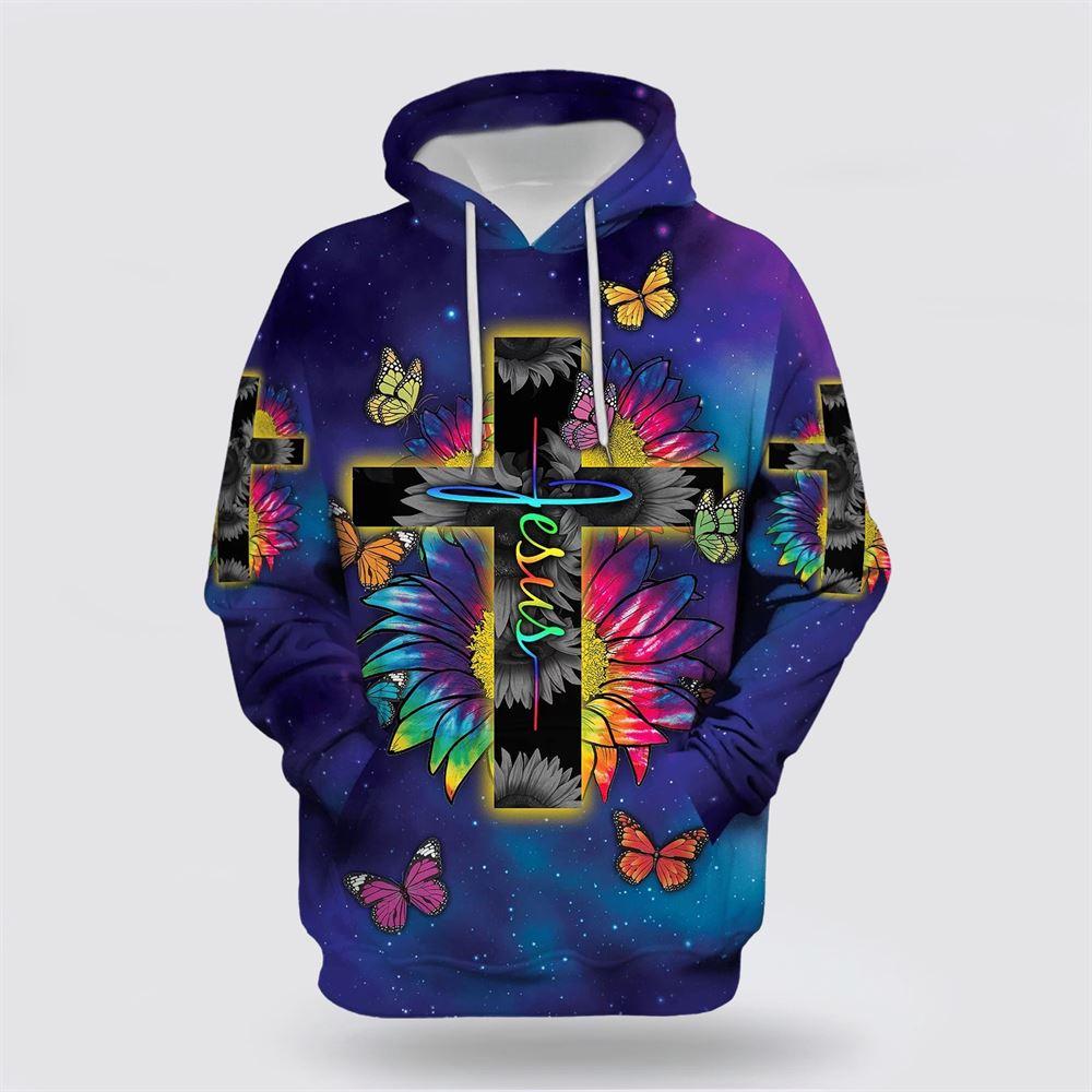 Rainbow Sunflower Butterfly Jesus Cross All Over Print 3D Hoodie – Gifts For Christians Rainbow Sunflower Butterfly Jesus Cross All Over Print 3D Hoodie – Gifts For Christians