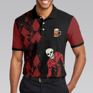 Red And Black Bowling Beer Polo Shirt - Bowling Men Polo Shirt - Gifts To Get For Your Dad - Father's Day Shirt