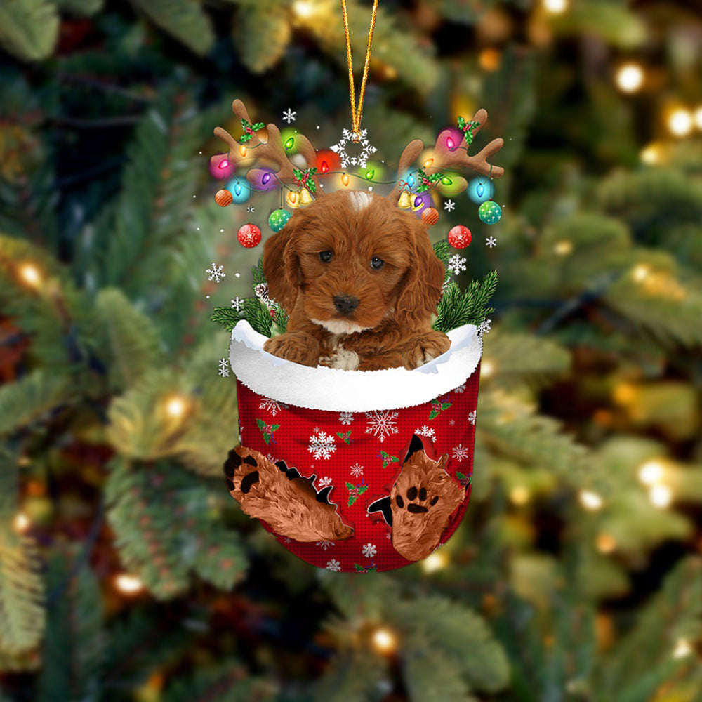 Red Cockapoo In Snow Pocket Christmas Ornament – Flat Acrylic Dog Ornament – Gifts For Pet Lovers Red Cockapoo In Snow Pocket Christmas Ornament – Flat Acrylic Dog Ornament – Gifts For Pet Lovers