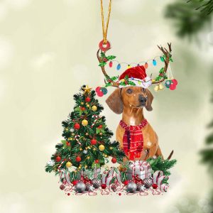 Red Dachshund-Christmas Tree Gift Hanging Christmas Plastic…