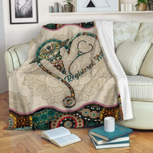 Registered Nurse Vintage Mandala Fleece Throw Blanket…