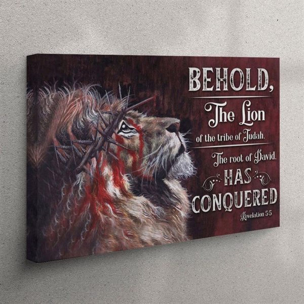 Revelation 55 Behold – The Lion Of The Tribe Of Judah Canvas Wall Art – Christian Wall Art Canvas