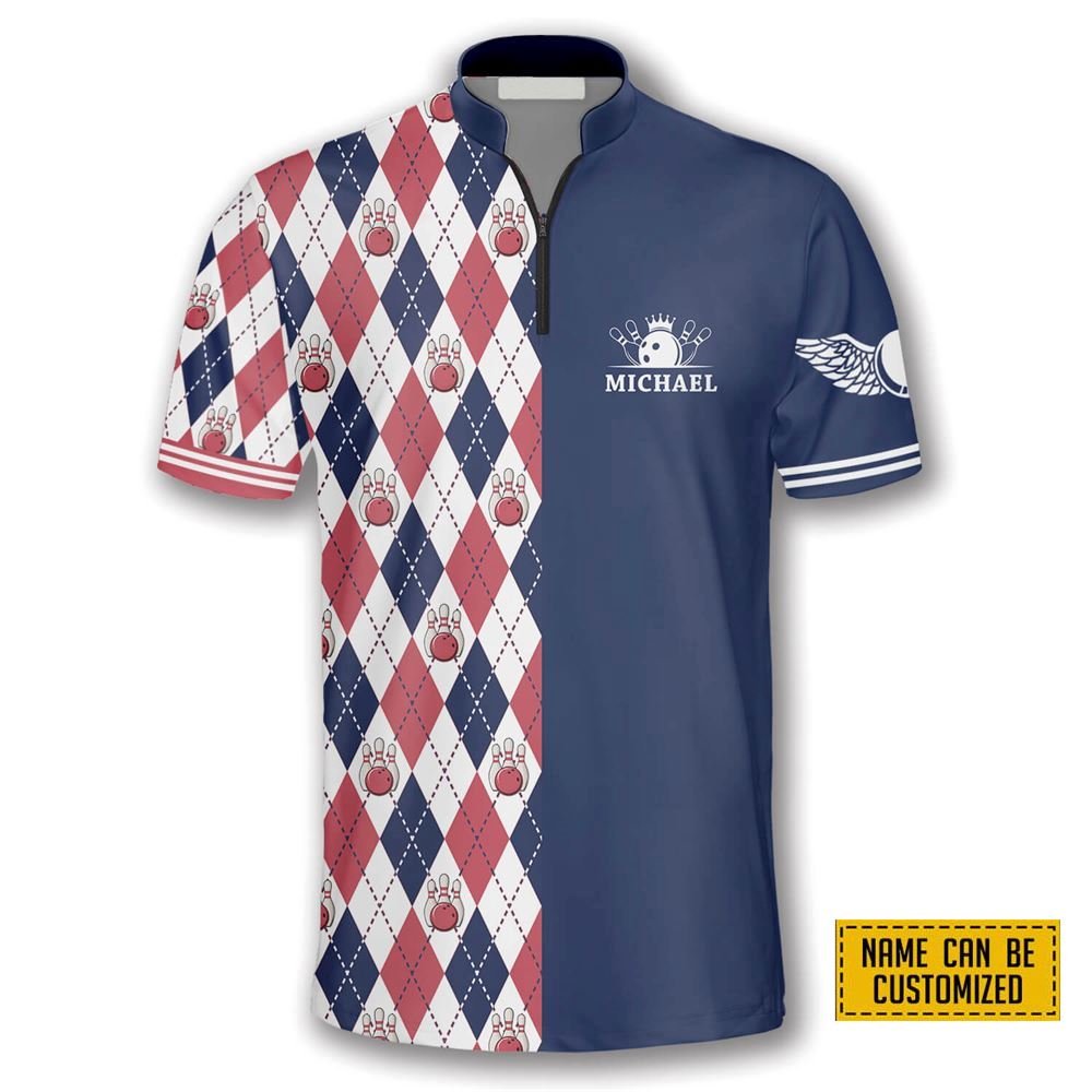 Rhombus Pattern Bowling Personalized Names And Team Jersey Shirt – Gift For Bowling Enthusiasts