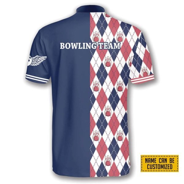 Rhombus Pattern Bowling Personalized Names And Team Jersey Shirt – Gift For Bowling Enthusiasts