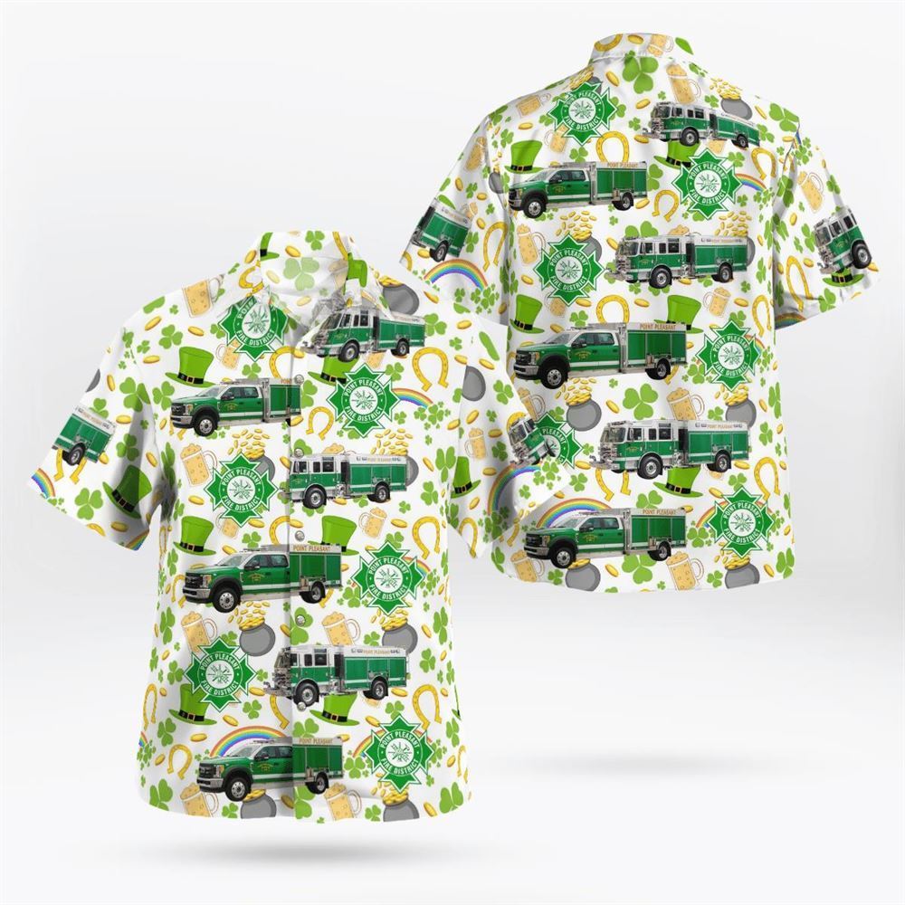 Rochester, NY, Point Pleasant Fire Department, Pea Pickers Drill Team Racing, St Patrick’s Day Hawaiian Shirt – Gifts For Firefighters In Rochester Rochester, NY, Point Pleasant Fire Department, Pea Pickers Drill Team Racing, St Patrick’s Day Hawaiian Shirt – Gifts For Firefighters In Rochester