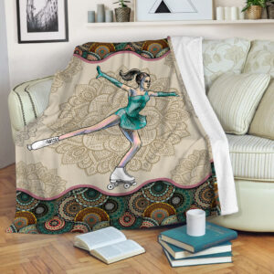 Roller Skating Vintage Mandala Fleece Throw Blanket – Throw Blankets For Couch – Soft And Cozy Blanket