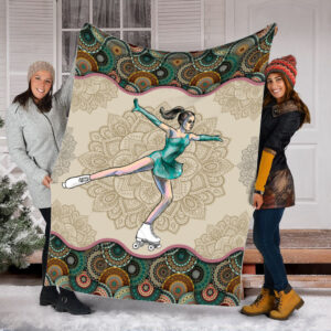 Roller Skating Vintage Mandala Fleece Throw Blanket - Throw Blankets For Couch - Soft And Cozy Blanket