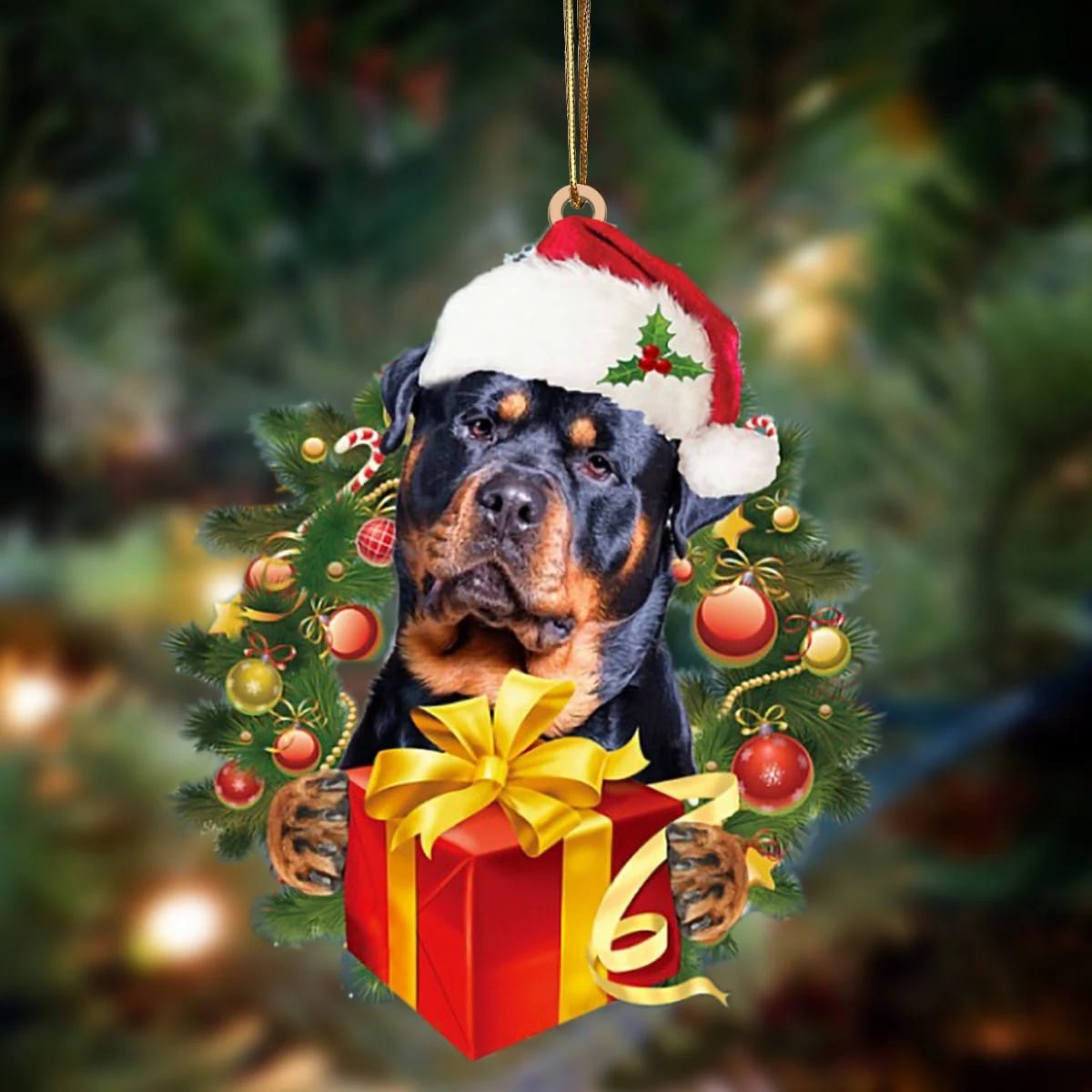 Rottweiler-Dogs Give Gifts Hanging Christmas Plastic Hanging Ornament Dog Memorial Gift Rottweiler-Dogs Give Gifts Hanging Christmas Plastic Hanging Ornament Dog Memorial Gift