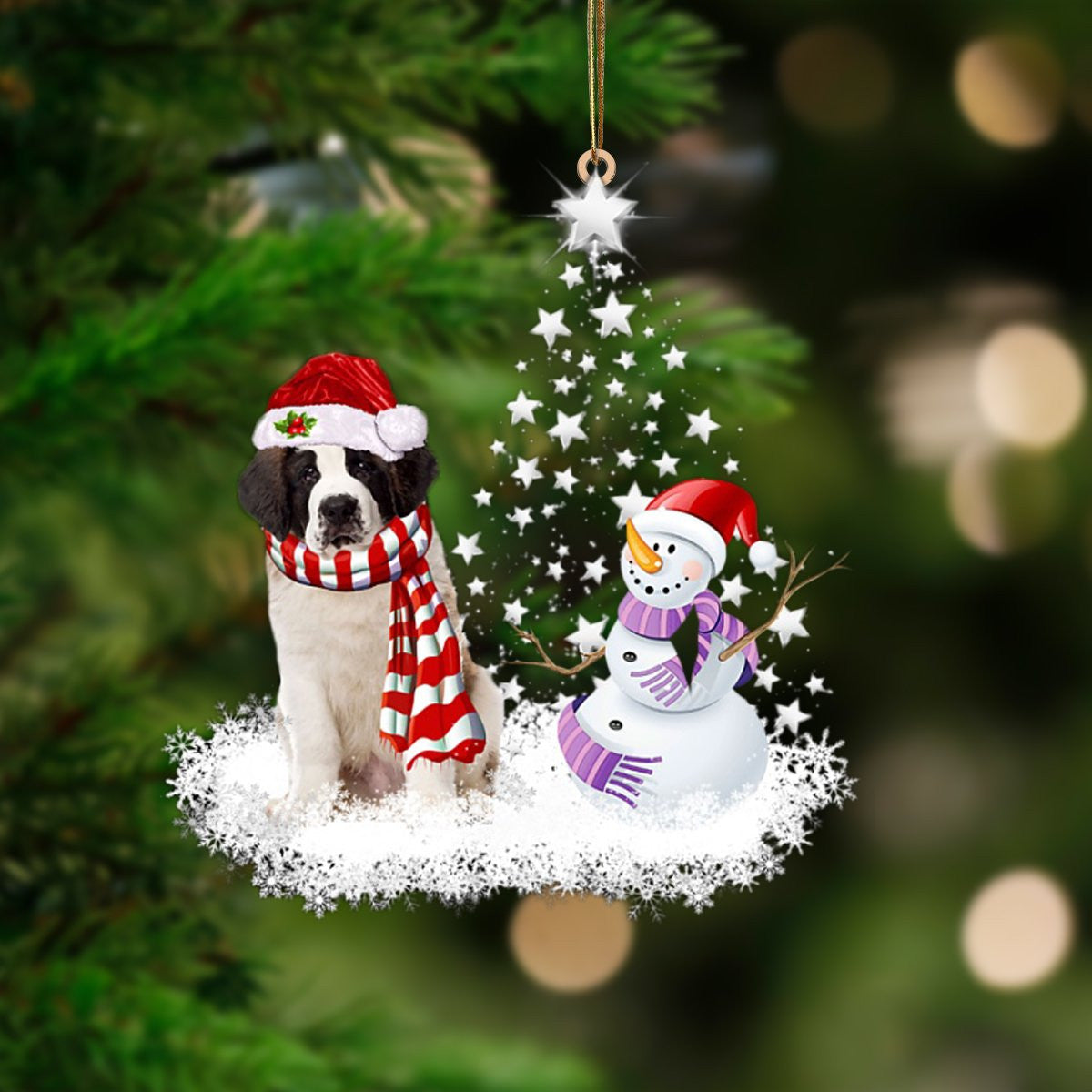 Saint Bernard-Star Tree Hanging Christmas Plastic Hanging Ornament Dog Memorial Gift Saint Bernard-Star Tree Hanging Christmas Plastic Hanging Ornament Dog Memorial Gift