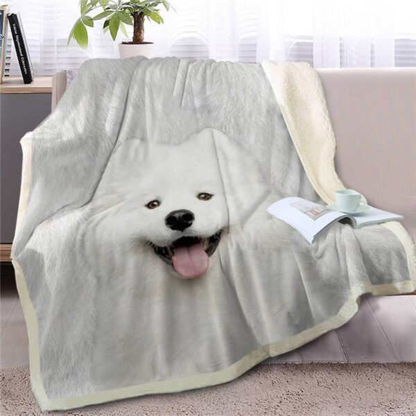 Samoyed Face  Fleece Throw Blanket – Pendleton Sherpa Fleece Blanket – Gifts For Dog Lover