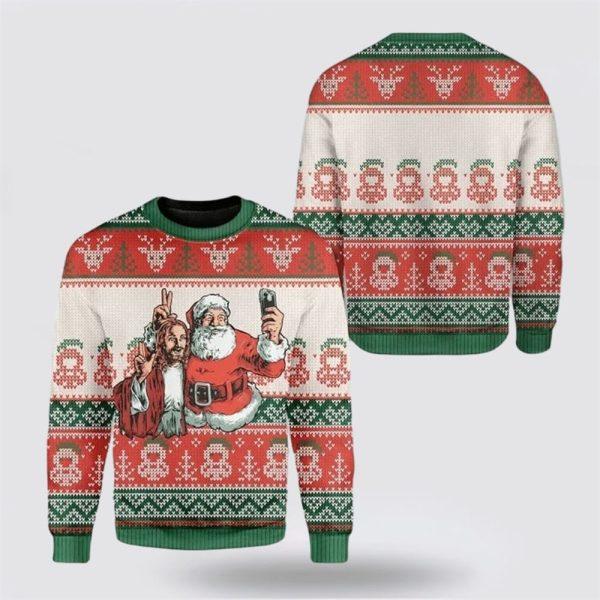 Santa And Jesus Ugly Christmas Sweater For Men & Women Adult – Gifts For Christians