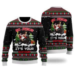 Santa Jesus Ride Motobike Ugly Christmas Sweater…