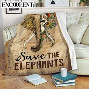 Save The Elephants Fleece Throw Blanket - Soft And Cozy Blanket - Best Weighted Blanket For Adults
