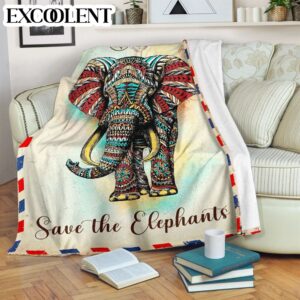 Save The Elephants Fleece Throw Blanket –…
