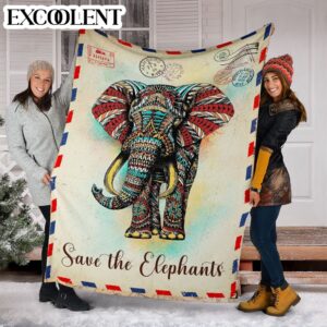 Save The Elephants Fleece Throw Blanket - Soft And Cozy Blanket - Weighted Blanket To Sleep