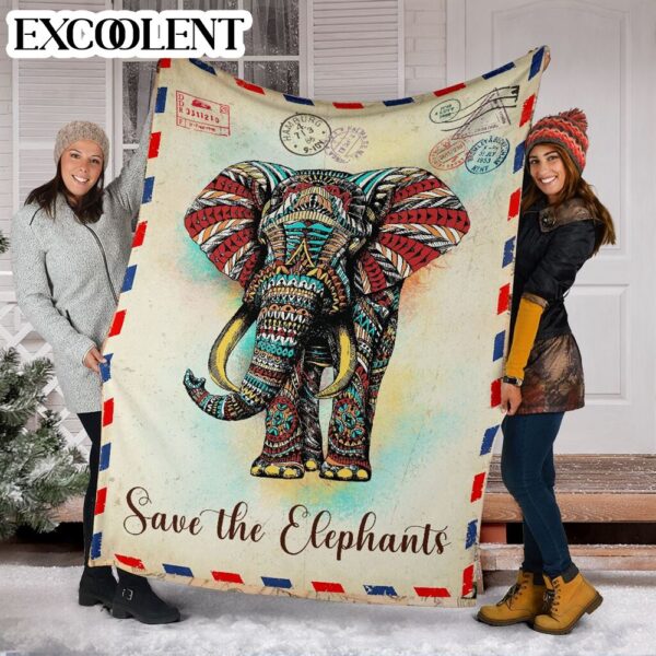 Save The Elephants Fleece Throw Blanket – Soft And Cozy Blanket – Weighted Blanket To Sleep