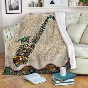 Saxophone Vintage Mandala Music Bed Blankets –…