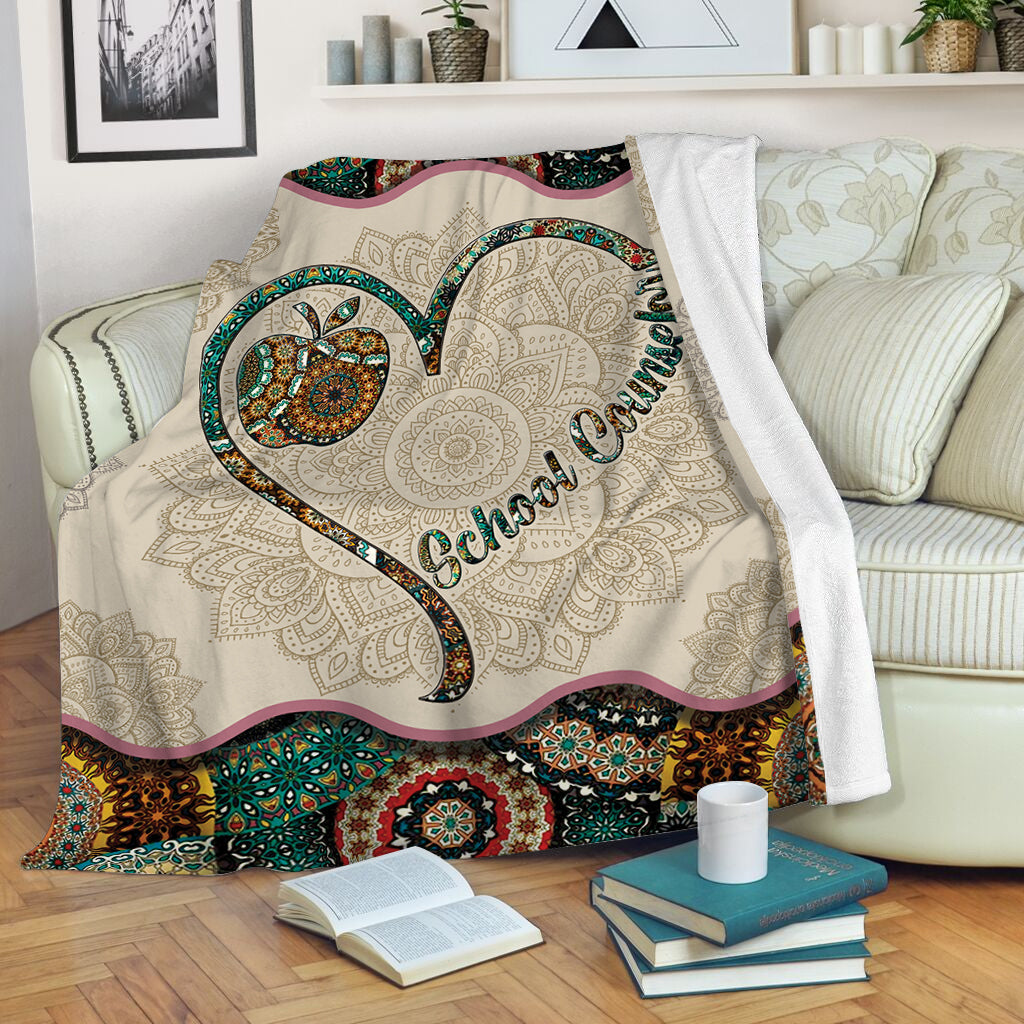 School Counselor Vintage Mandala Heart Fleece Throw Blanket – Sherpa Throw Blanket – Soft And Cozy Blanket School Counselor Vintage Mandala Heart Fleece Throw Blanket – Sherpa Throw Blanket – Soft And Cozy Blanket