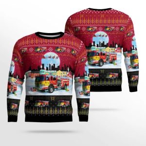 Schooley’s Mountain Fire Co.3, Long Valley, NJ Christmas AOP Ugly Sweater – Gifts For Firefighters In Long Valley, NJ