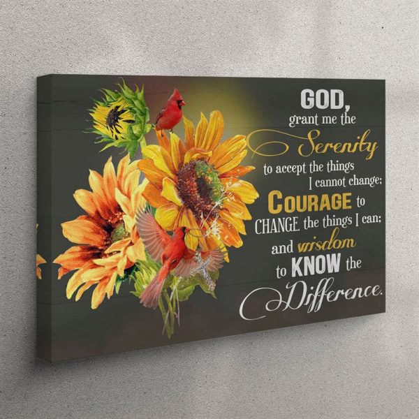 Serenity Prayer Sunflower Canvas Wall Art – Christian Wall Art Canvas