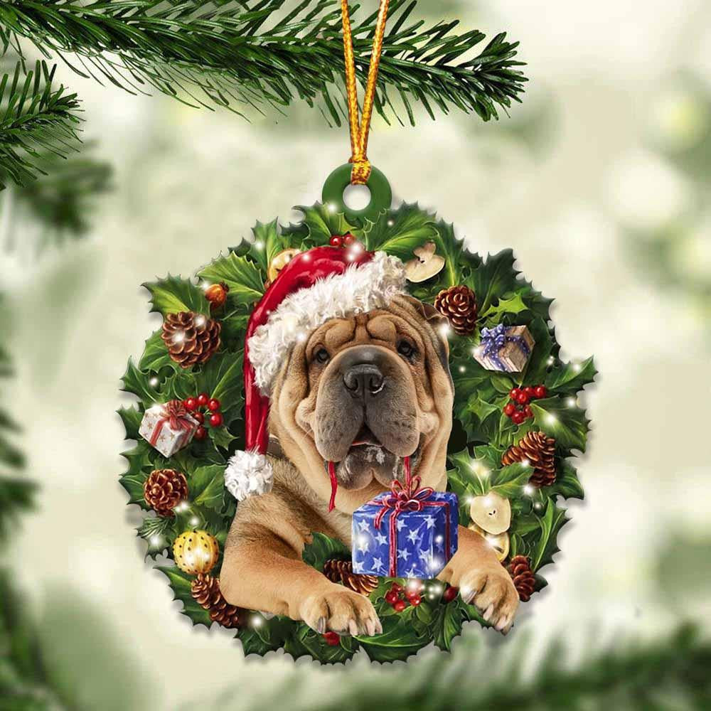 Shar Pei And Christmas Gift For Her Gift For Him Gift For Shar Pei Lover Christmas Plastic Hanging Ornament Shar Pei And Christmas Gift For Her Gift For Him Gift For Shar Pei Lover Christmas Plastic Hanging Ornament