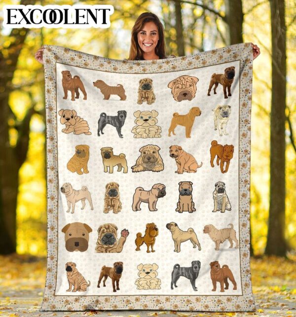 Shar Pei Fleece Throw Blanket – Pendleton Sherpa Fleece Blanket – Gifts For Dog Lover