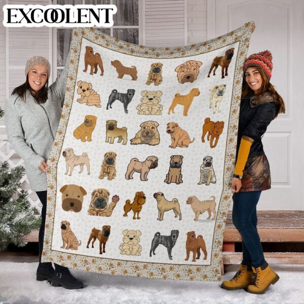 Shar Pei Fleece Throw Blanket – Pendleton Sherpa Fleece Blanket – Gifts For Dog Lover