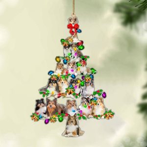 Shetland Sheepdog-Christmas Tree Lights-Two Sided Christmas Plastic…