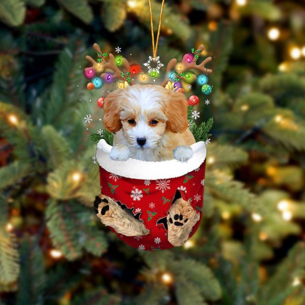 Shih Poo In Snow Pocket Christmas Ornament – Flat Acrylic Dog Ornament – Gifts For Dog Lovers