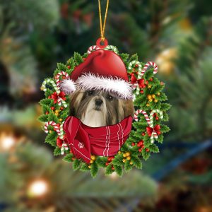 Shih Tzu Xmas Bandana Hanging Christmas Plastic…