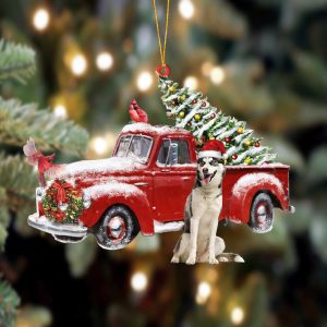 Siberian Husky-Cardinal & Truck Two Sided Christmas…