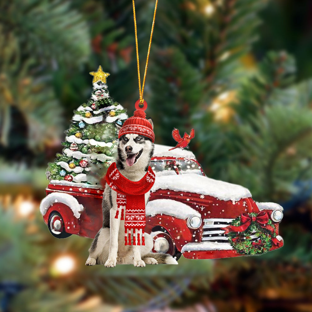 Siberian Husky Christmas Car Two Sided Christmas Plastic Hanging Ornament Gifts For Dog Lovers Siberian Husky Christmas Car Two Sided Christmas Plastic Hanging Ornament Gifts For Dog Lovers