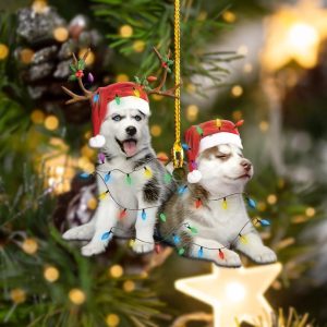 Siberian Husky Christmas Shape Christmas Plastic Hanging…
