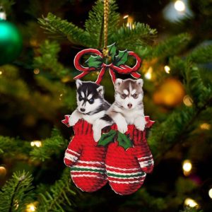 Siberian Husky Inside Your Gloves Christmas Holiday-Two…