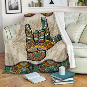 Sign Language Vintage Mandala Fleece Throw Blanket…