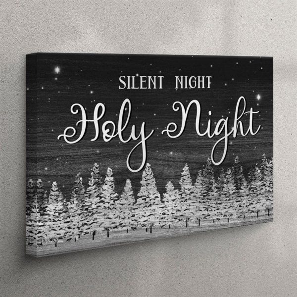 Silent Night Holy Night Christmas Tree Canvas Wall Art – Christian Wall Art Canvas