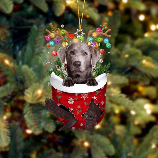 Silver Labrador In Snow Pocket Christmas Ornament – Flat Acrylic Dog Ornament