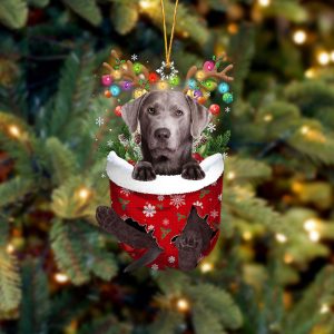 Silver Labrador In Snow Pocket Christmas Ornament - Flat Acrylic Dog Ornament