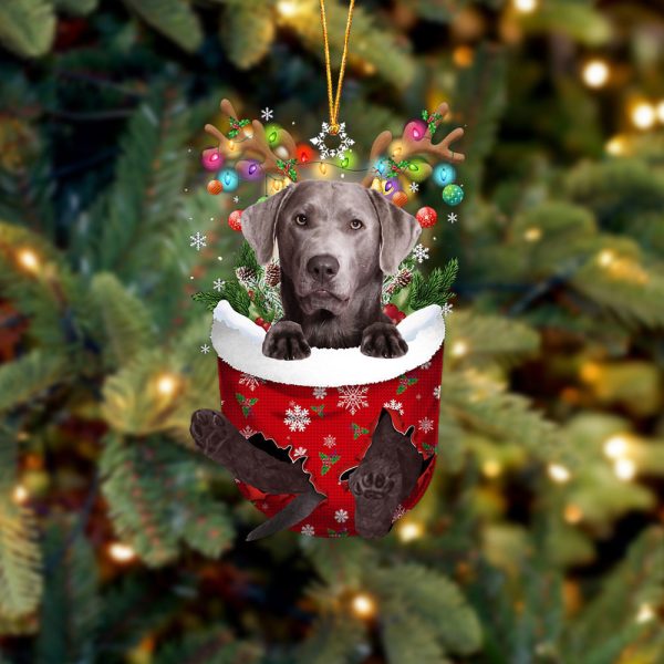 Silver Labrador In Snow Pocket Christmas Ornament – Flat Acrylic Dog Ornament