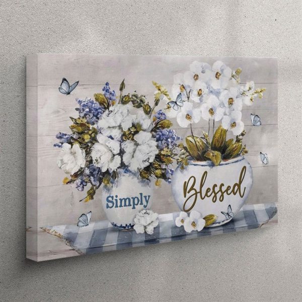 Simply Blessed Canvas Wall Art – – Christian Gifts – Christian Wall Art Canvas